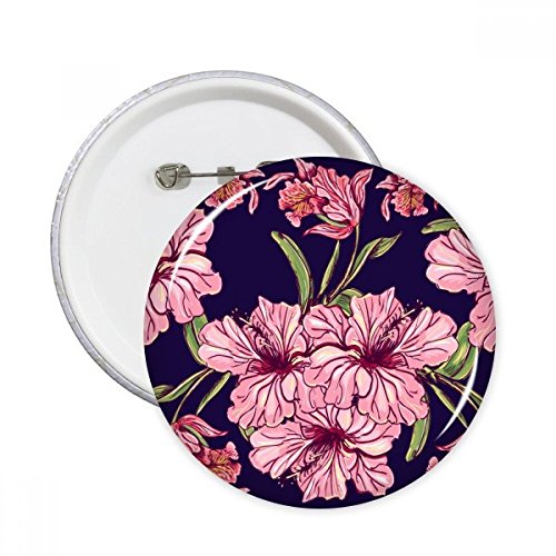 Badge bouton pins noir ronde fleur plante feuille de decoration vetements, lot de 5, taille S