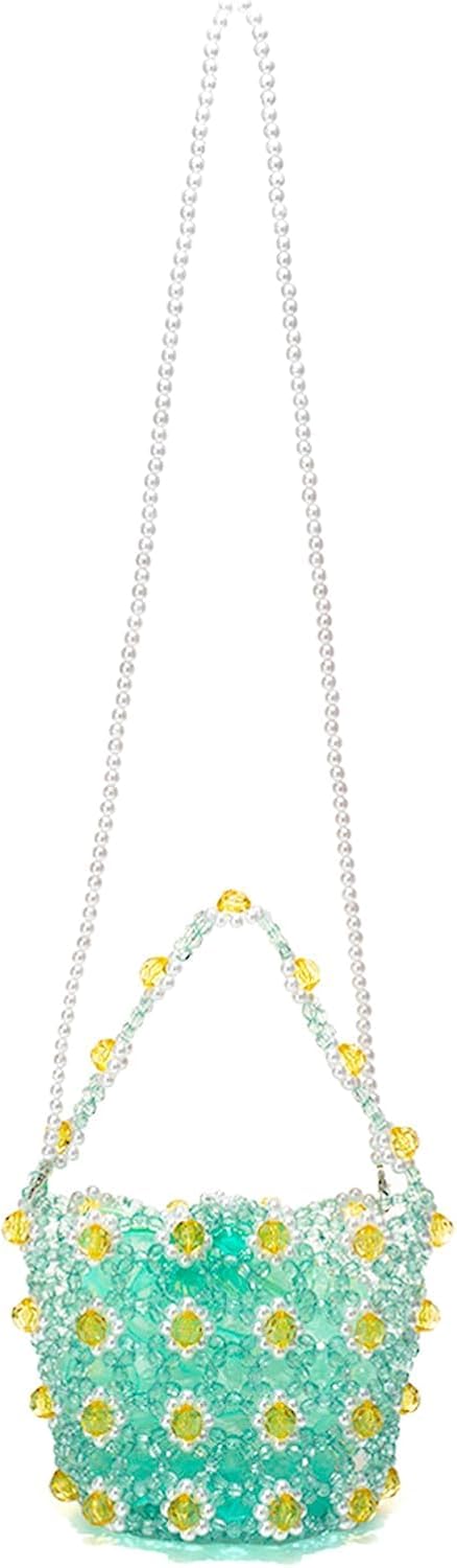 Crossbody Bag for Women, Flower Beaded Handbag, Evening Purse for Party Wedding Travel(Green) - Image 5