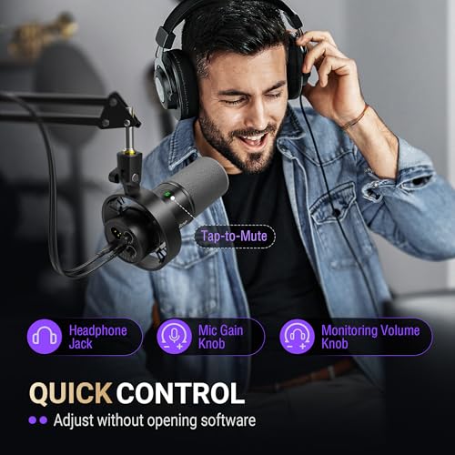 Image of FIFINE K688 Podcast Microphone Kit, USB /XLR Dynamic Microphone with Boom Arm for PC /XLR Mixer, Gaming Mic with Mute Button, Headphone Jack for Vocal, Voice-Over, Streaming, Music Recording -K688CT