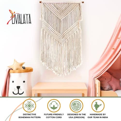 Livalaya Boho Macrame Woven Wall Hanging Beige 16 In X 36 In Modern Bohemian Tapestry Wall Art Decor For House, Apartment, Dorm, Bedroom, Nursery, Party Decorations, Wedding, Wall Ornament #TOP7