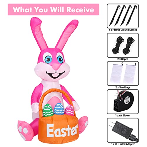 4Ft Easter Inflatable Bunny Decorations - Inflatable Easter Bunny With Egg, Easter Blow Up Outdoor Yard Decoration Built-In Led Lights For Easter, Holiday, Party, Yard, Garden, Lawn #TOP6