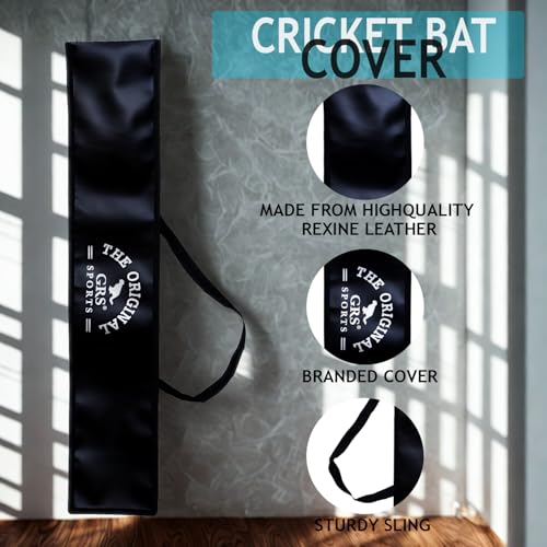 Image of GRS Premium Bat Cover - Durable PU Rexine Material | Ideal for Expensive English & Kashmir Willow Bats | Full-Length Cricket Bat Protection Case with Handle & Soft Finish Inside (Size 4,5,6 & Full)