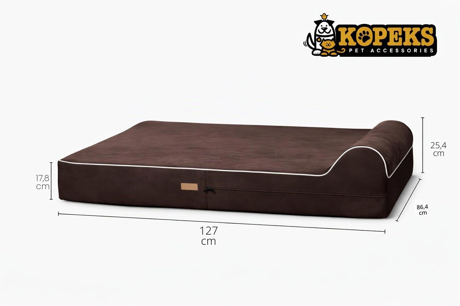 KOPEKS Cama ortopédica de Espuma viscoelástica con Almohada para Perros, Incluye Protector Interior Impermeable y Funda extraíble