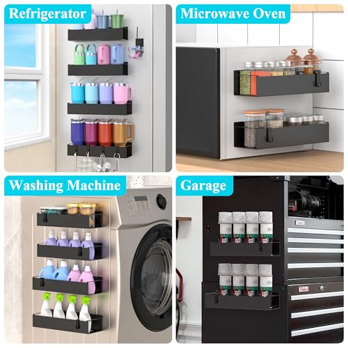 Image of HuggieGems Metal Magnetic Water Bottle Holder for Refrigerator, Cup Holder Organizer for Stanley and Tumbler for Kitchen, 4 Pack, Jet Black