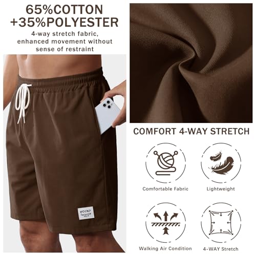 Image of Mens Corduroy Shorts Cotton Blend Lightweight Soft Summer Shorts Elastic Waist Beach Casual Short for Men with Pockets