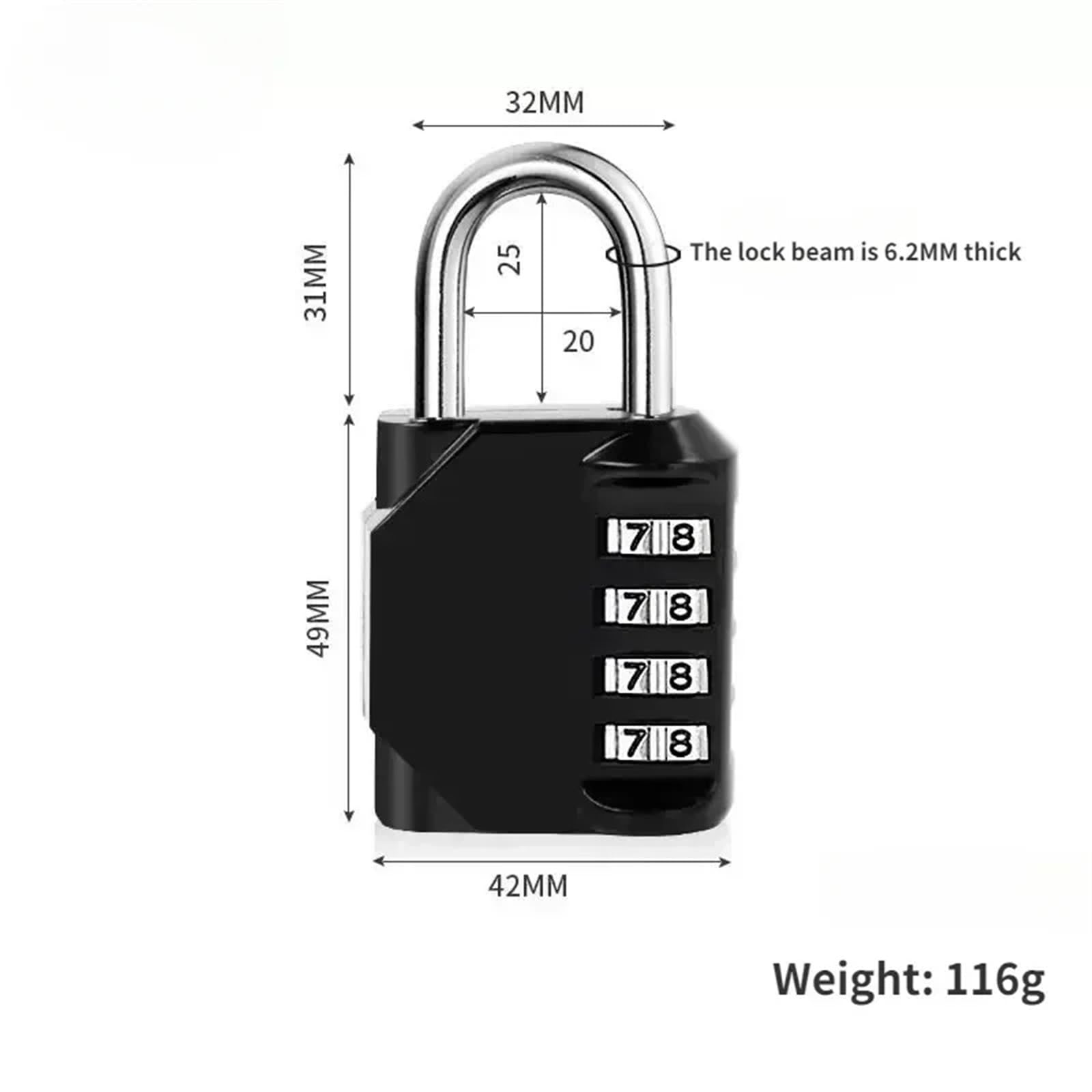Cadenas Code Cadenas à combinaison 4 chiffres, serrure de porte extérieure étanche, casier valise, fenêtre, matériel gymnastique, antivol for meubles