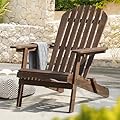 IDZO Outdoor Wooden Folding Adirondack Pre-Assembled BackRest, Wood Patio Chair for Garden Backyard Porch Pool Deck Firepit