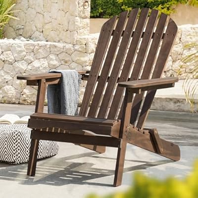IDZO Outdoor Wooden Folding Adirondack Pre-Assembled BackRest, Wood Patio Chair for Garden Backyard Porch Pool Deck Firepit