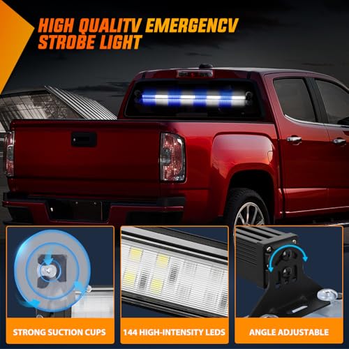 Image of Nilight 144LED Traffic Advisor Strobe Light Bar with Controller Blue White | Emergency Warning Lights Hazard Interior Front /Rear Windshield Flashing for Cars Plow Trucks Construction Vehicles