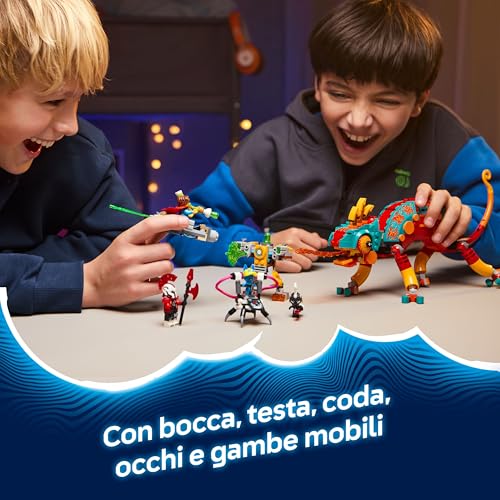 DREAMZzz 2 in 1 Il Camaleonte di Fuoco di Mateo - Animale Trasformabile in Aereo Giocattolo e Mech o in Guardiano - Costruzioni per Bambini da 7 Anni con 2 Minifigure - Idea Regalo - 71492 - Lego - Immagine 3