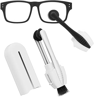 ذا باك | منظف عدسات النظارات المحمول مع وسادات من المايكروفايبر، اداة تنظيف 2 في 1 للنظارات والنظارات الشمسية (اسود/ابيض)