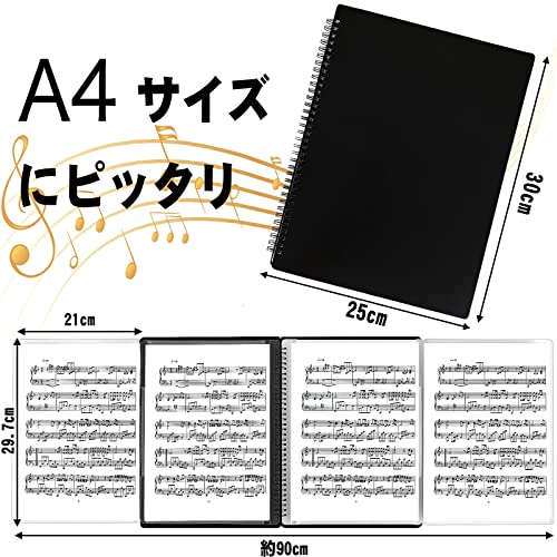 AUGSHYO 楽譜ファイル 書き込める 4面 2面 40枚収納可 楽譜