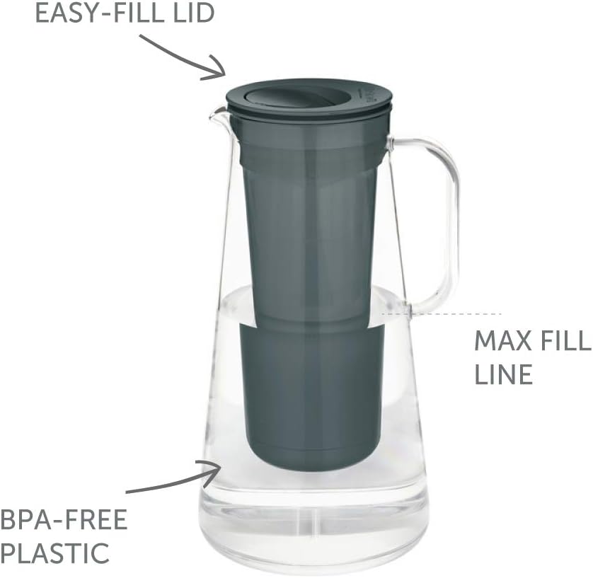LifeStraw Home 7-Cup Water Filter Pitcher, BPA-Free Plastic, Tested to Protect Against Bacteria, Parasites, Microplastics, Lead, Mercury, and a Variety of Chemicals, Grey (LSH7PLGY01) : Home & Kitchen