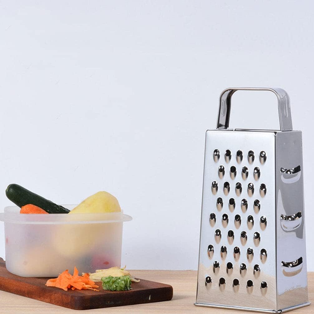 Hemoton Stainless Steel Kitchen Grater Multi-Use Vegetable Cutter and Cheese Shredder with Non-Slip Handle 7.99X3.58X2.59 Inch for Fruits Ginger and Potato Preparation