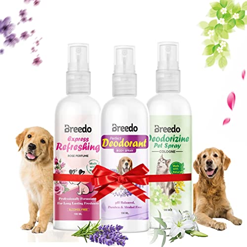 Breedo Rose+Perfect+Natural Body Fragrance Dog Perfume Fresh Coat Spray & Controls Odor for Dogs and Remove bad odor and Keep Smelling Fresh |Dog Deodorant Spray for All Types Of Dogs(Combo Of 3)