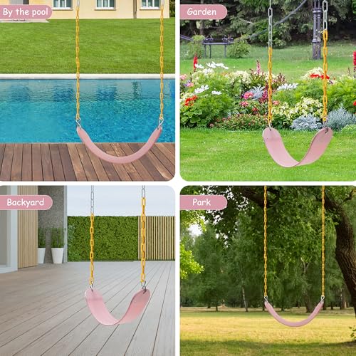 Image of Sunnyglade 8PCS Swings Seats Heavy Duty with 66 inch Chain, Playground Swing Set Accessories Replacement with Snap Hooks, Support 250lb (8, Pastel Pink)