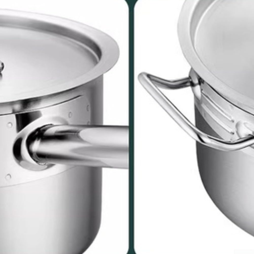 Yhenlovtt Pentola in acciaio inox con base composita ispessita, pentola per latte e zuppa per fornelli a gas elettrici a induzione, manico ergonomico