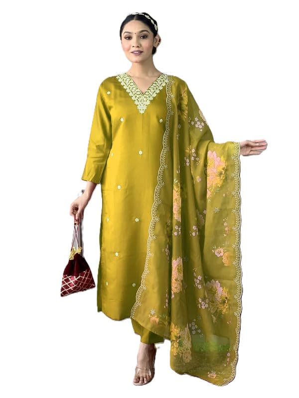 Modern Rayon Embellished Kurti Pant With Dupatta Graceful Occasion Apparel Ensemble-image-48