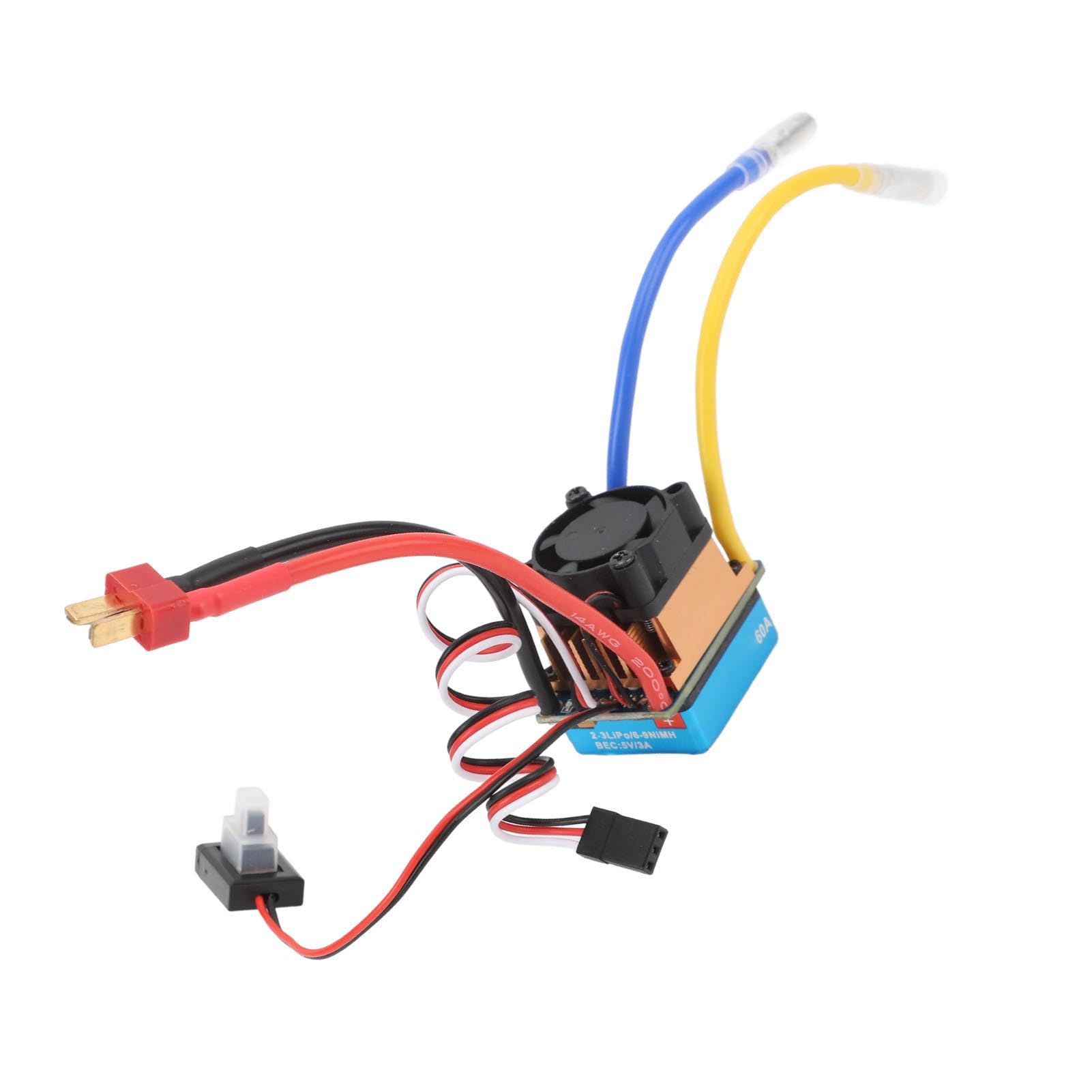 ESC brossé 480A , Contrôleur de Vitesse brossé ESC, Contrôleur de Vitesse d'étalonnage Automatique de la Plage d'accélérateur, 3 Modes pour Bateau 1/10 RC