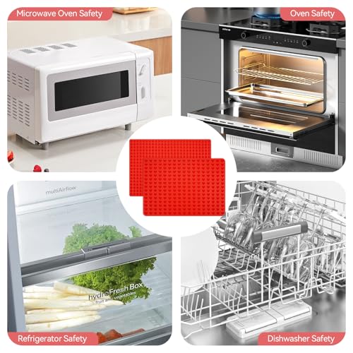 2 Stück Backmatte Hundekekse, Hundebackmatten Silikon mit Teigspatel, Backmatten für Hundeleckerlies, Leckerli Backmatte für Hunde, für Mikrowelle Backofen (1.2 cm Halbkugel+1.5 cm Herzform)