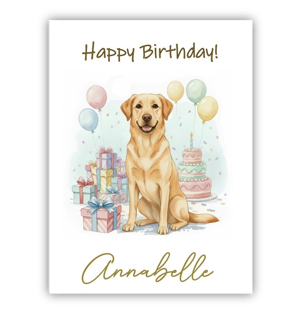 Personalised Birthday Card From the Dog – Add Any Name – Multiple Breeds Available – Dogs Lover Gift (• Labrador Retriever gold) — image 1