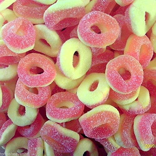 Fizzy Peach Rings sweets green chewy party fruity cones HALAL (200g)