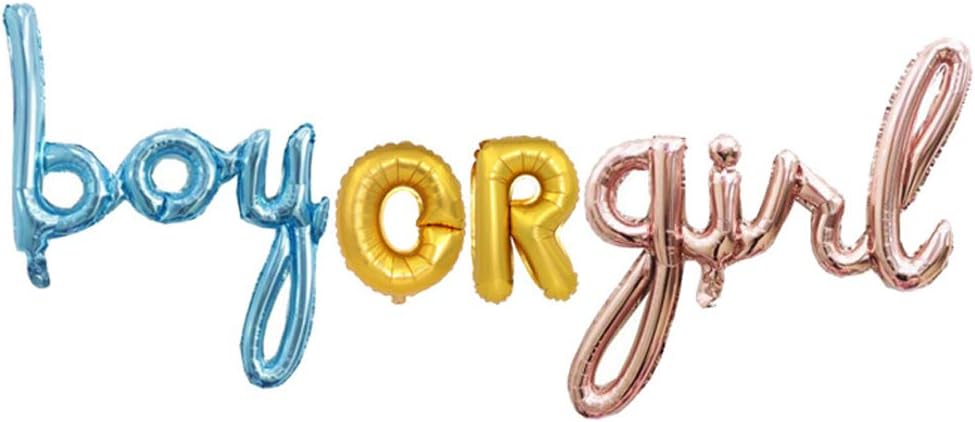 Hongkai Gender Reveal Party Decorations Backdrop Boy or Girl Foil Balloons for Baby Shower Decorations Gender Reveal Party Supplies