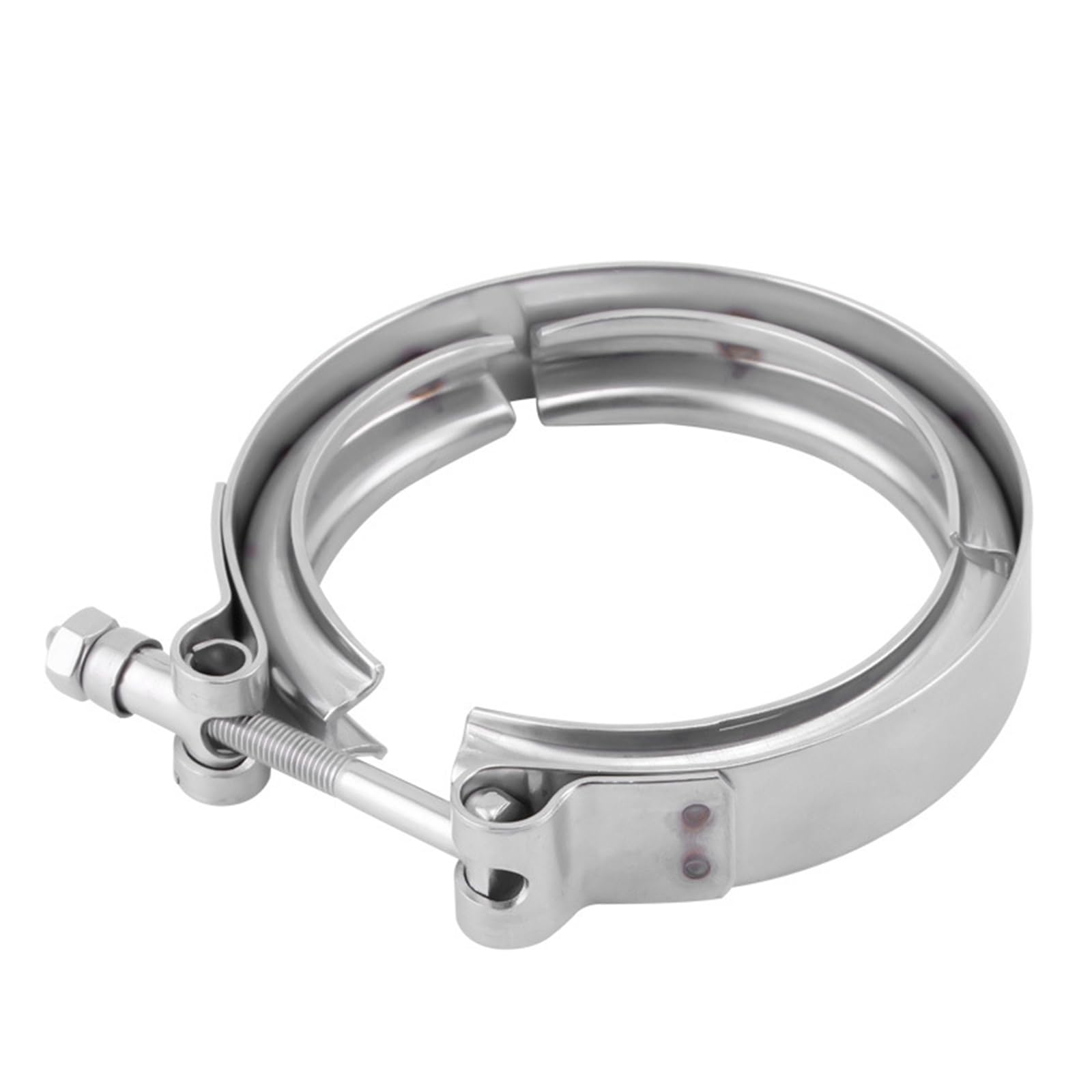 Tflpuo Silver 3" Exhaust Pipe Clamp, 304 Stainless Steel V Band Flange Clamp Klemme Kit Adjustment Range 76Mm / 2.99Inch