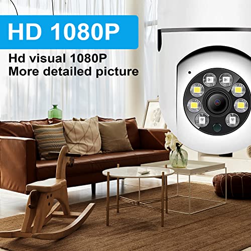Light Bulb Security Camera, 1080P Wireless 2.4Ghz/5Ghz Wifi Outdoor Home Security Camera, 360° With Night Vision Light Socket Camera (1 Pack) #TOP1