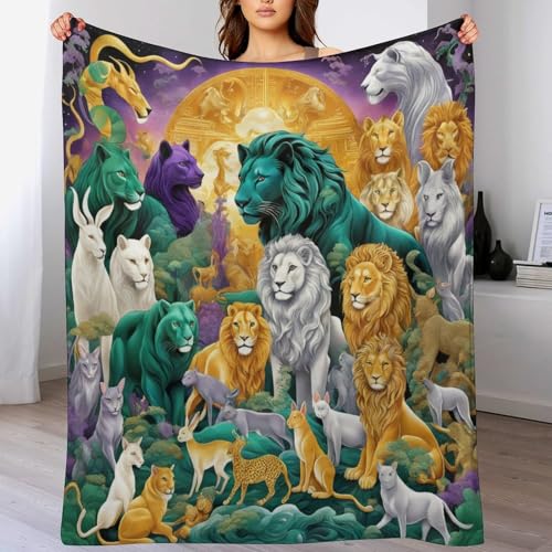 Manta de familia de animales grande de 180x200 cm para sofá 2