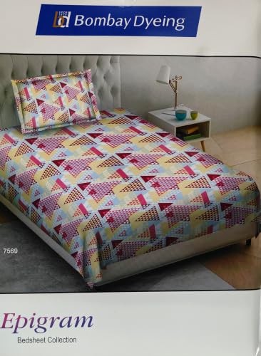Image of Bombay Dyeing Epigram Printed Single Bed 100% Cotton Bedsheet Collection - (224X150) (Pink)