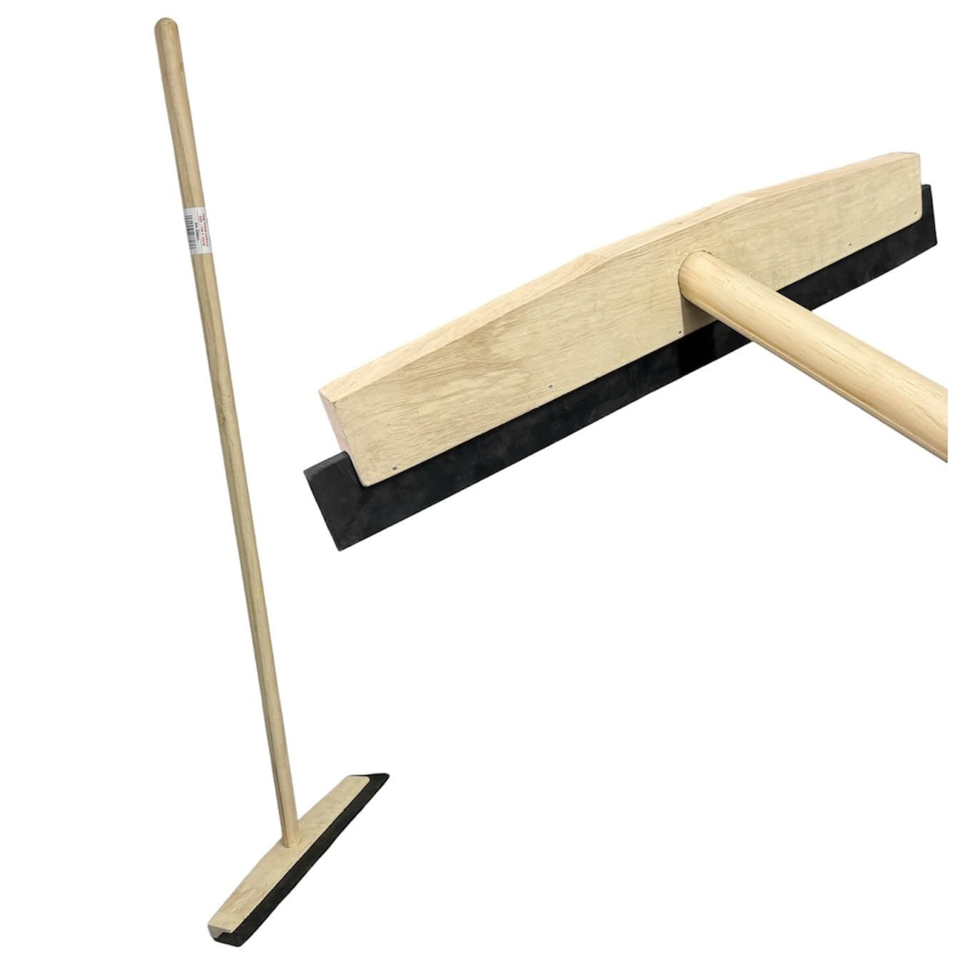 Heavy Duty Wooden Rubber Floor Squeegee Blade Complete with Metal Stay and Solid Handle (18" inch / 45cm)