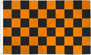 AZ FLAG Black and Orange Check Flag 3' x 5' - checkered racing flags 90 x 150 cm - Banner 3x5 ft