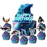 22 Dinosaur Cake Topper Cupcake Toppers Monster King Theme Birthday Party Supplies Favors...