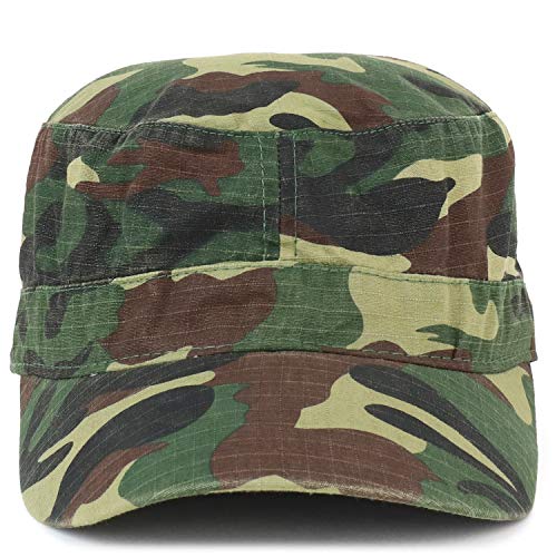 Armycrew Lightweight Cotton Ripstop Fitted Army Style Flat Top Cap - Camo - L-Xl #TOP1