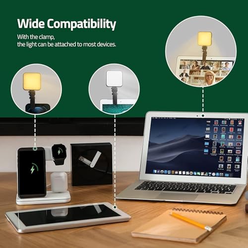 Image of Rechargeable LED Pocket Video Light with Clip, Dimmable Selfie & Photography Fill Light, Type-C Charging, 3200K-6500K Adjustable Brightness for Mobile, Tablet, Laptop, DSLR Camera