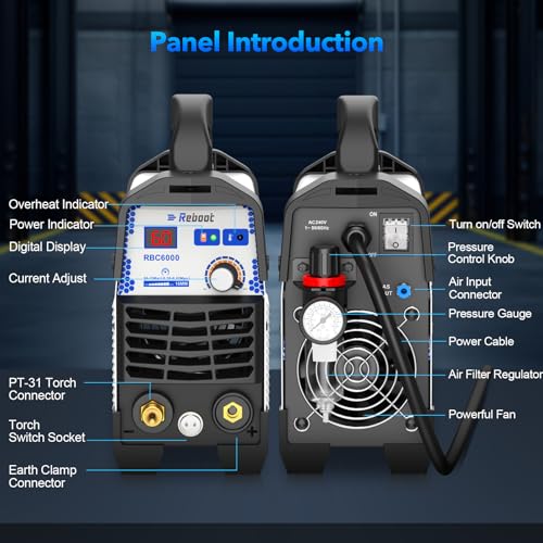 Plasmaschneider CUT 60 Digitaler IGBT - Inverter 240V 60Amp, Sauberer Schnitt von 1/2\, RBC6000 5GEN, Ideal für DIY - und Industrieprojekte