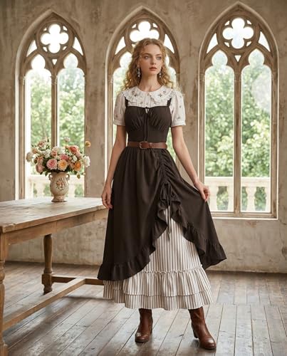 SCARLET DARKNESS Women Renaissance Corset Dress Flowy Milkmaid Sundress — view 3