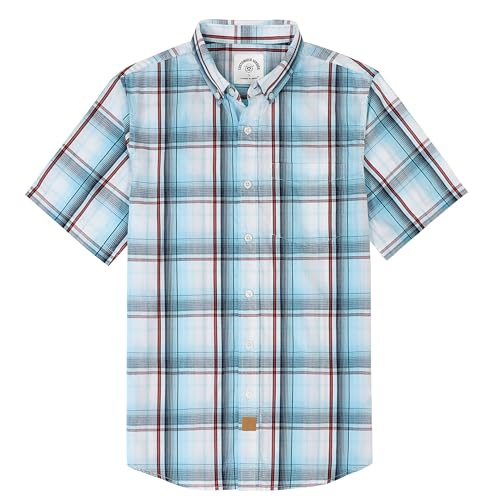 Image of Dubinik Mens Short Sleeve Button Down Shirts Soft Breathable Summer Vintage Regular Fit Lightweight Men's Casual Shirt