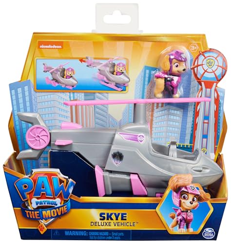 PATRULLA CANINA - HELICÓPTERO SKYE PATRULLA CANINA LA PELÍCULA - Helicóptero Transformable Deluxe de la Película Patrulla Canina Skye y 1 figura de Skye - 6060436 - Juguetes Niños 3 Años +