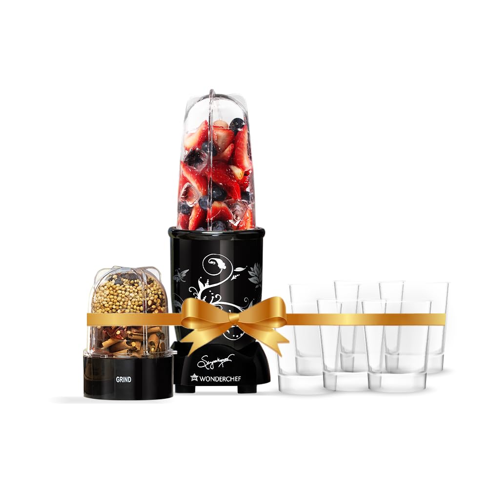 Wonderchef Nutri-blend Mixer, Grinder & Blende|400W 22000 RPM 100% Full Copper Motor|Stainless Steel Blades|2 Unbreakable Jars|2 Years Warranty|Recipe book by Chef Sanjeev Kapoor|Champagne-image-16