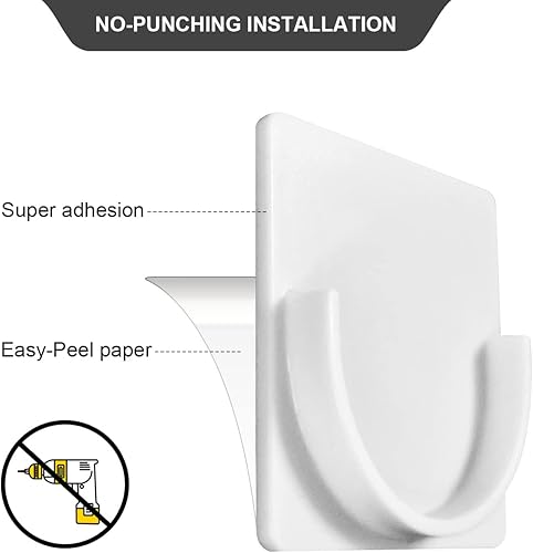 Miniatura 2 de Soporte adhesivo para barra de ducha sin taladrar juego de 4 soporte para barra de cortina también se puede utilizar con barras de ducha para baño