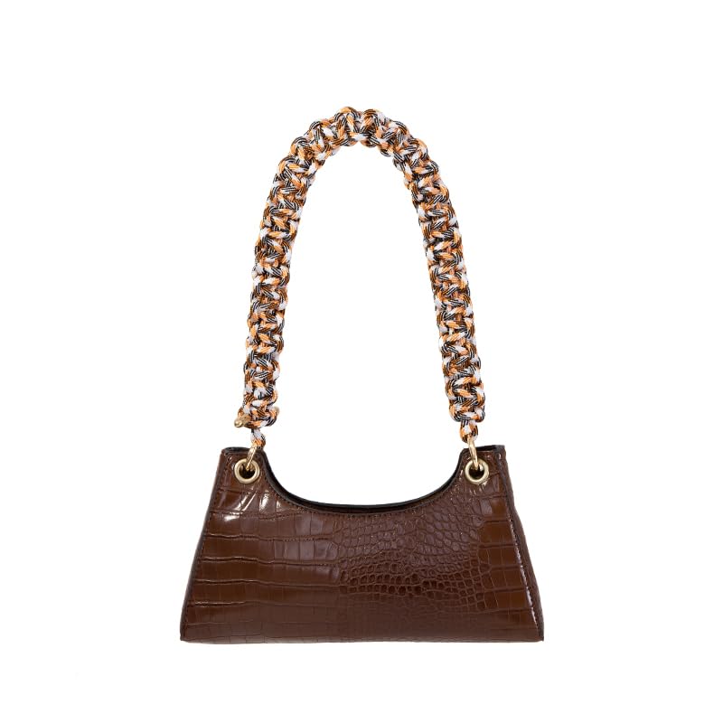Taschenkette DIY Handtaschengurt for Damen, handgefertigt, gewebtes Seil, Design for Mädchen, kurz, 60 cm lang, Taschengurt, einfach passende Kette, Umhängetaschengürtel Kette FüR Tasche(Upgrade black