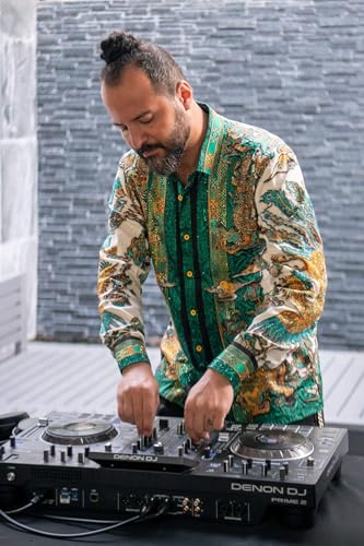 Barabas Men's Rhinestone Floral Rooster Long Sleeve Shirts 4SPR102