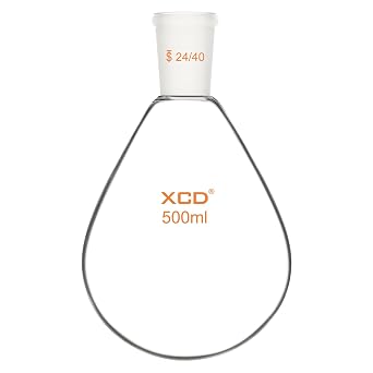 XCD Recovery Evaporator Flask, Heavy Wall Single Neck Borosilicate Glass Recovery Flask with 24/40 Outer Joint for Rotary Evaporators, 500 ml