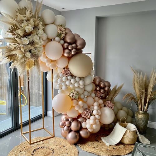 Image of Funhot Retro Blush Pink Balloons Set, 60PCS Dusty Pink Birthday Balloons, 12Inch Chrome Rose Gold Balloons Beige Nude Latex Balloon for Girls Birthday Bridal Baby Shower Wedding Boho Party Decoration
