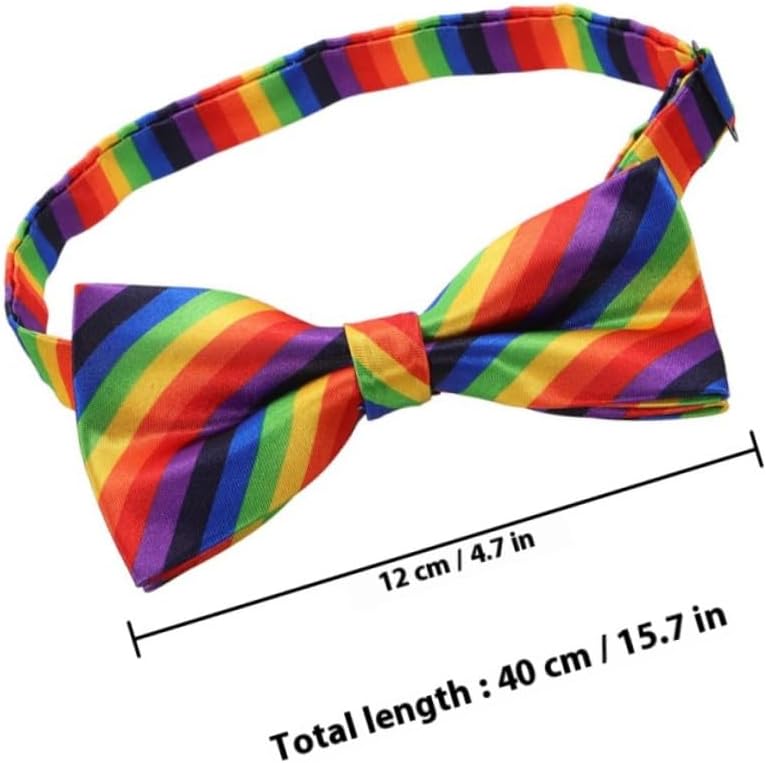 SUPVOX 2pcs Rainbow Striped Bow Ties Pre-tied Polyester Unisex Party Accessories Festival Decor for Men Women
