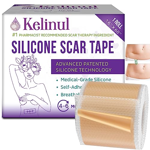 Silicone Scar Sheets Soft Silicone Gel Scar Tape Painless Silicone Tape For Softening And Flattening - Reusable, Medical Grade Silicone Scar Strips For C-Section & Keloid Surgery, Burn, Acne(1.6'' X 60'’) #TOP10