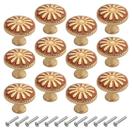 WMYCONGCONG 12Pcs Cabinet Knobs, 1.2" Diameter Vintage Dresser Handles Drawer Round Knobs with Screws