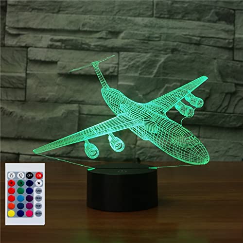 Lámpara de Mesa de Noche LED 3D Avión con Control Remoto miniatura 1